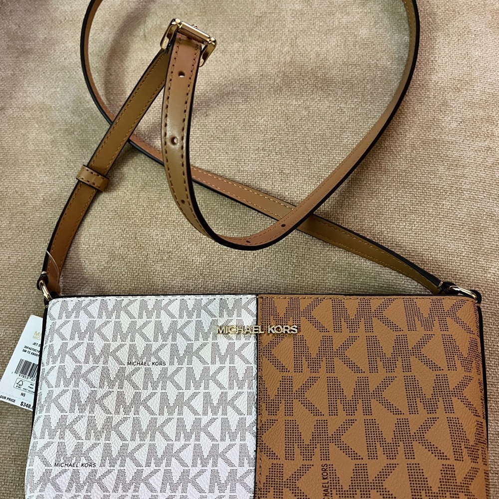 Jet Set Small Two-Tone Logo Crossbody Bag